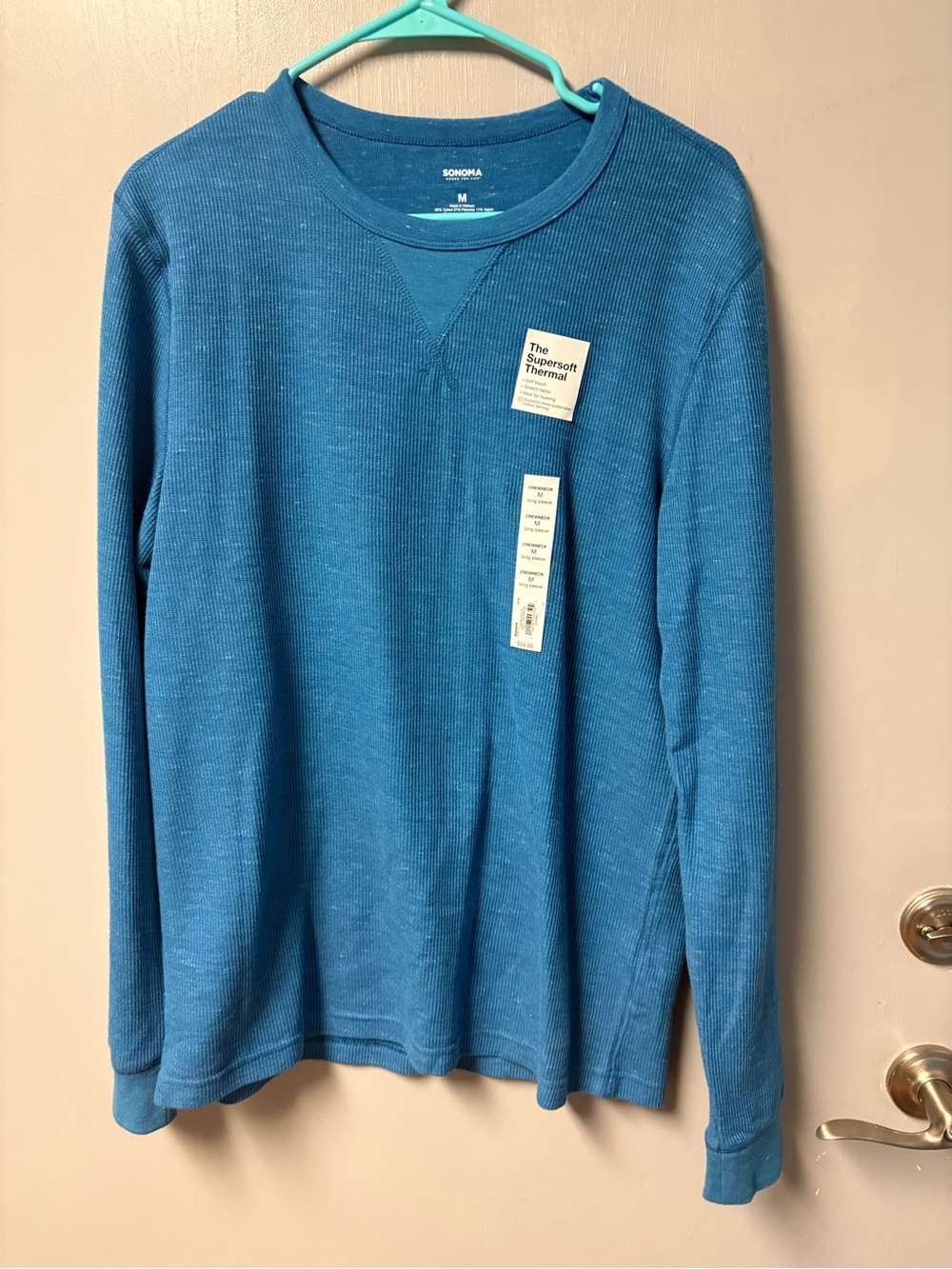 Sonoma Men's Supersoft Thermal Long Sleeve Shirt - Blue - size medium NEW